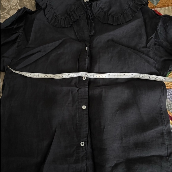 Wilfred Aritzia Splendour Sheer Button Front Peasant Black Blouse Size S - Picture 12 of 12